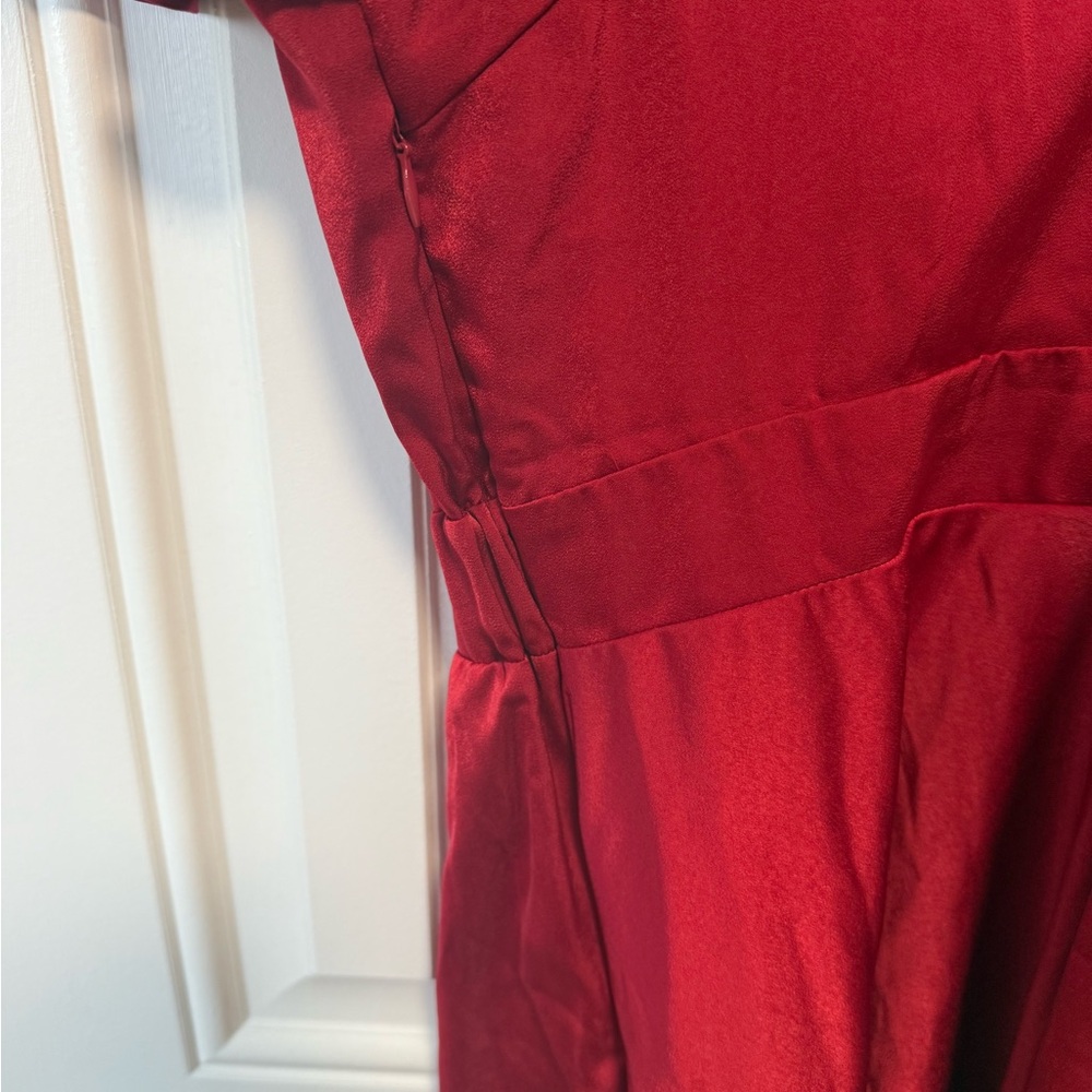 Elegant Burgundy Tie-Front Dress - Picture 6 of 6